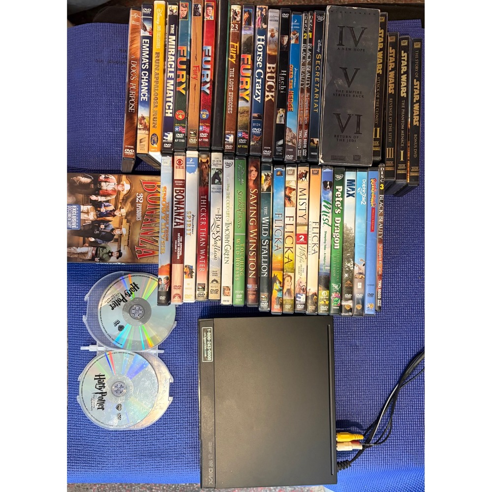 LG DVD/CD Player Bundle 40+ Movies Star Wars Trilogy - NO REMOTE for DVD player